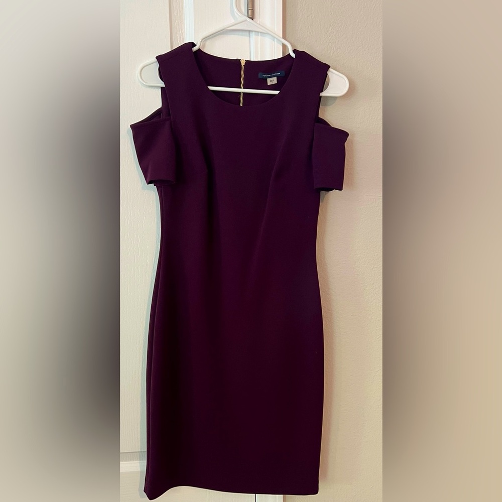 Burgundy Cold Shoulder Dress